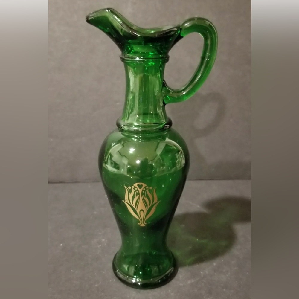 AVON Vintage 1970s Nile Green Glass Collectible Bath Salts Urn Oil Decanter